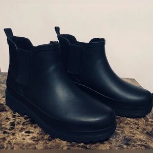 Black Chooka Boots waterproof Premium Rainwear Size 9 Handcrafted Fuzzy Lining